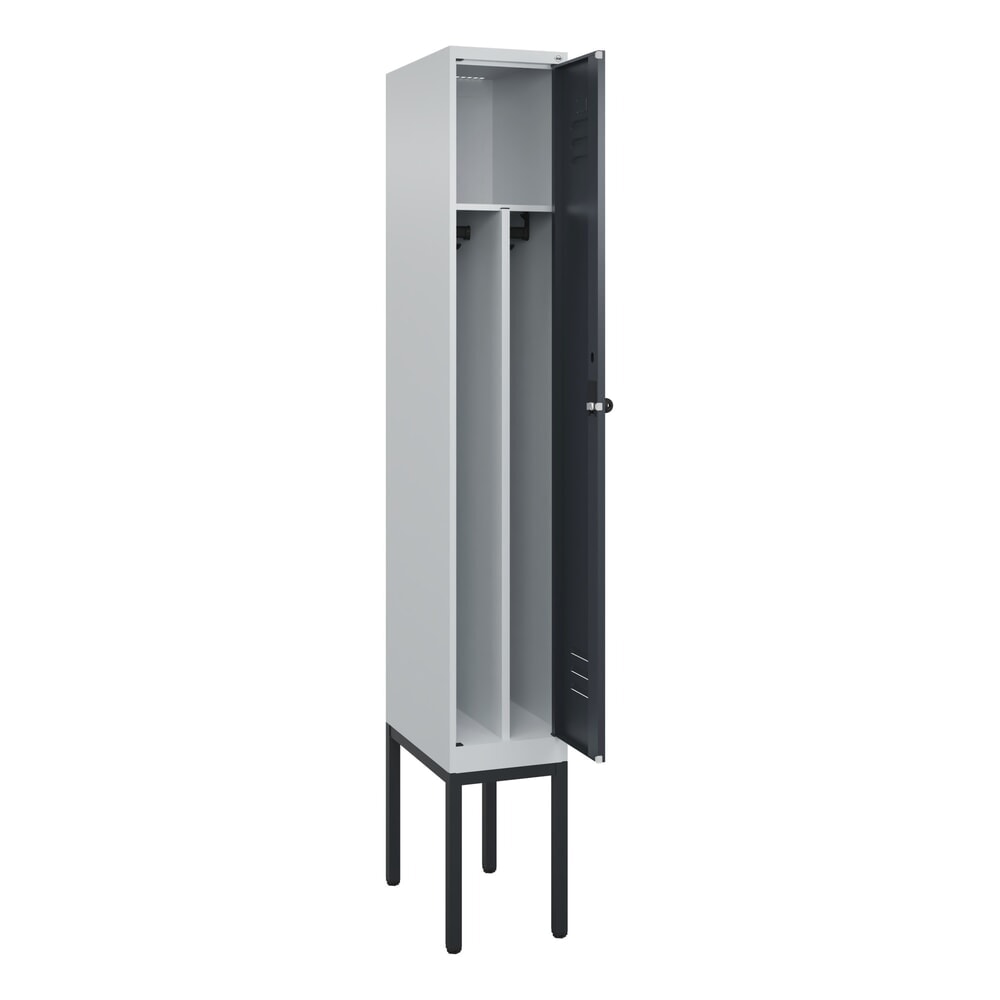 C+P Spind Classic PLUS, Gestell, 1 Abteil, HxBxT 2.120 x 300 x 500 mm, lichtgrau, anthrazitgrau, für Vorhängeschloss, mit Mitteltrennwand