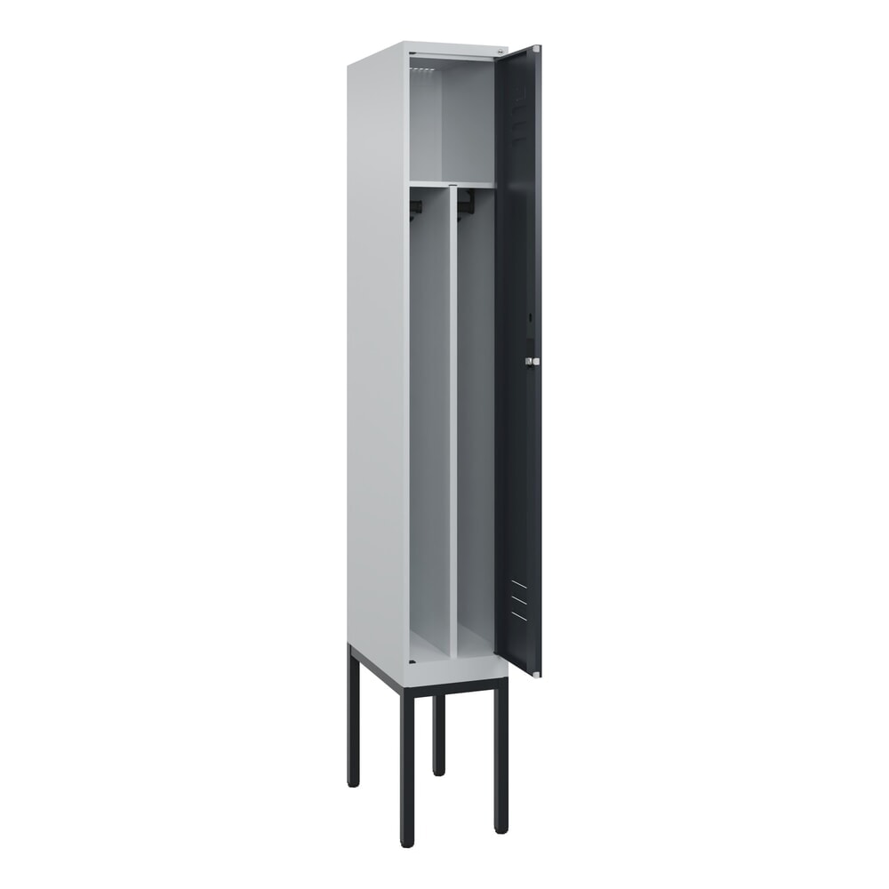 C+P Spind Classic PLUS, Gestell, 1 Abteil, HxBxT 2.120 x 300 x 500 mm, lichtgrau, anthrazitgrau, Zylinderschloss, mit Mitteltrennwand