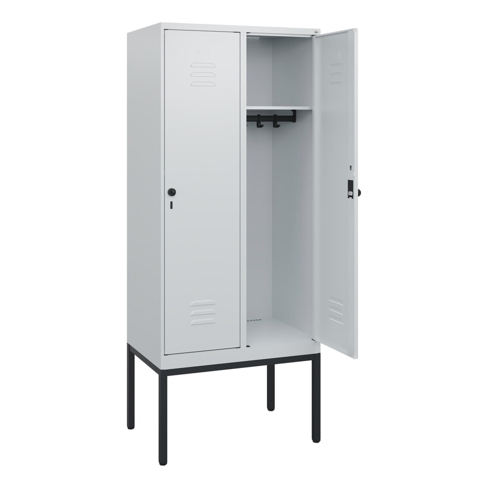 C+P Spind Classic PLUS, Gestell, 2 Abteile, HxBxT 1.950 x 800 x 500 mm, lichtgrau, lichtgrau, für Vorhängeschloss, ohne Mitteltrennwand