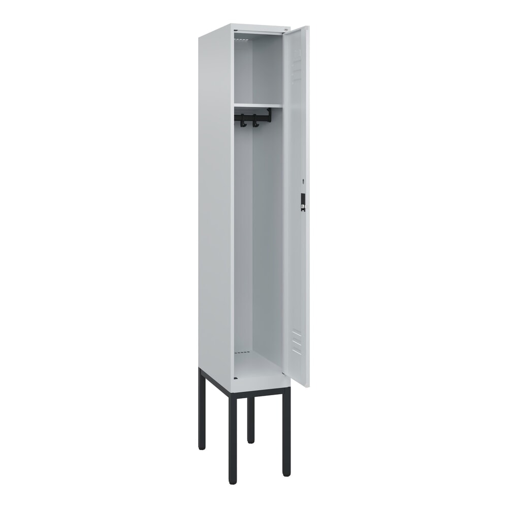 C+P Spind Classic PLUS, Gestell, 1 Abteil, HxBxT 2.120 x 300 x 500 mm, lichtgrau, lichtgrau, Zylinderschloss, ohne Mitteltrennwand