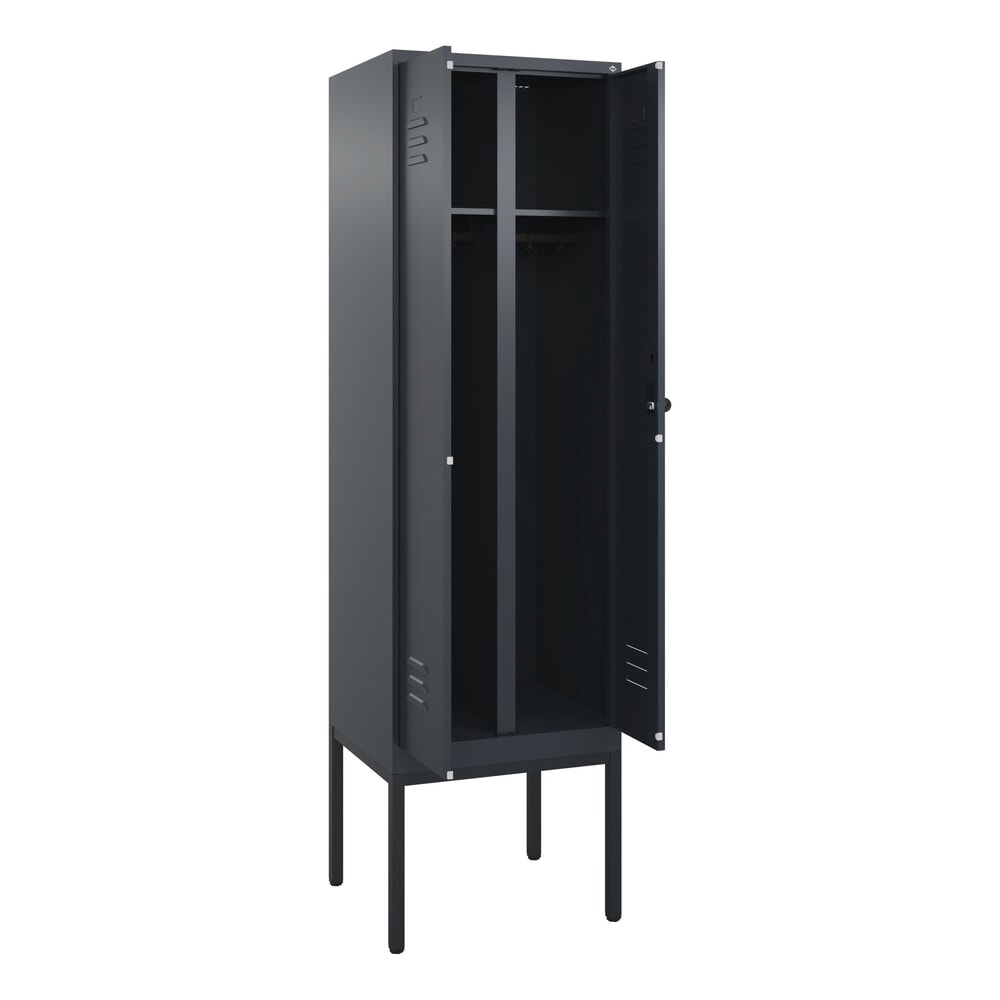 C+P Schwarz-Weiß-Spind Classic PLUS, Gestell, 2 Abteile, HxBxT 2.120 x 600 x 500 mm, anthrazitgrau, anthrazitgrau, für Vorhängeschloss