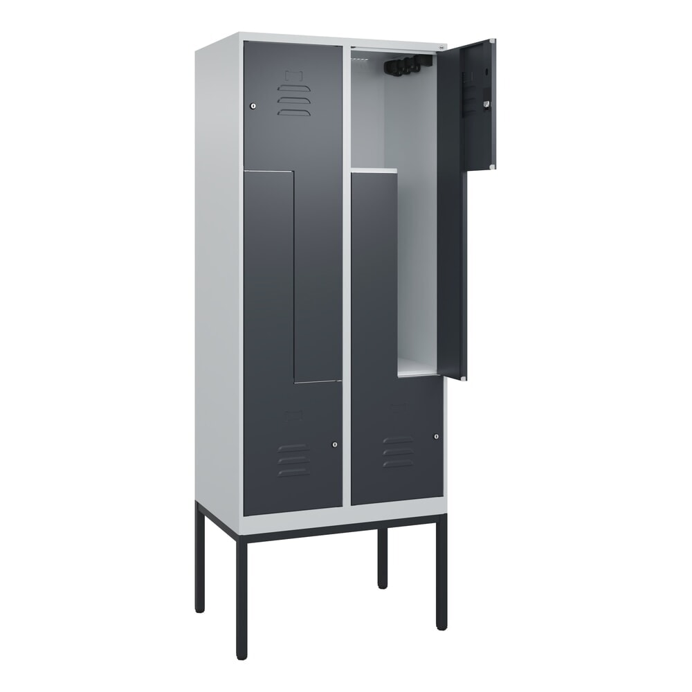 C+P Z-Spind Classic PLUS, Gestell, 4 Abteile, HxBxT 2.120 x 800 x 500 mm, lichtgrau, anthrazitgrau, Zylinderschloss