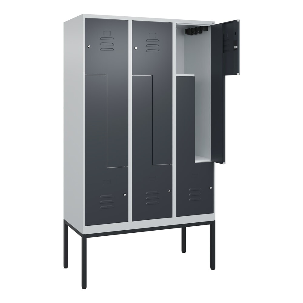 C+P Z-Spind Classic PLUS, Gestell, 6 Abteile, HxBxT 2.120 x 1.200 x 500 mm, lichtgrau, anthrazitgrau, Zylinderschloss