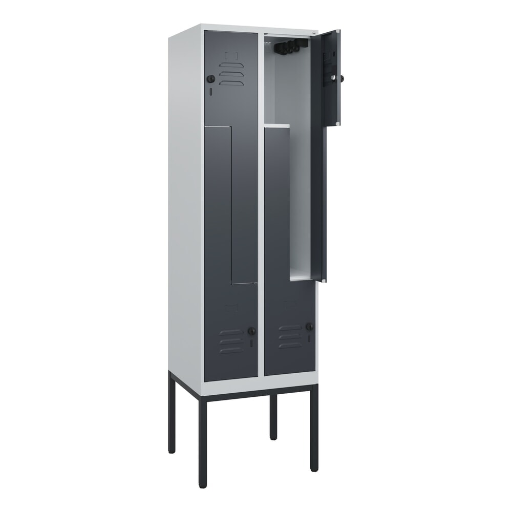 C+P Z-Spind Classic PLUS, Gestell, 4 Abteile, HxBxT 2.120 x 600 x 500 mm, lichtgrau, anthrazitgrau, für Vorhängeschloss