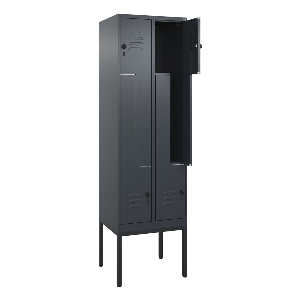 C+P Z-Spind Classic PLUS, Gestell, 4 Abteile, HxBxT 2.120 x 600 x 500 mm, anthrazitgrau, anthrazitgrau, für Vorhängeschloss