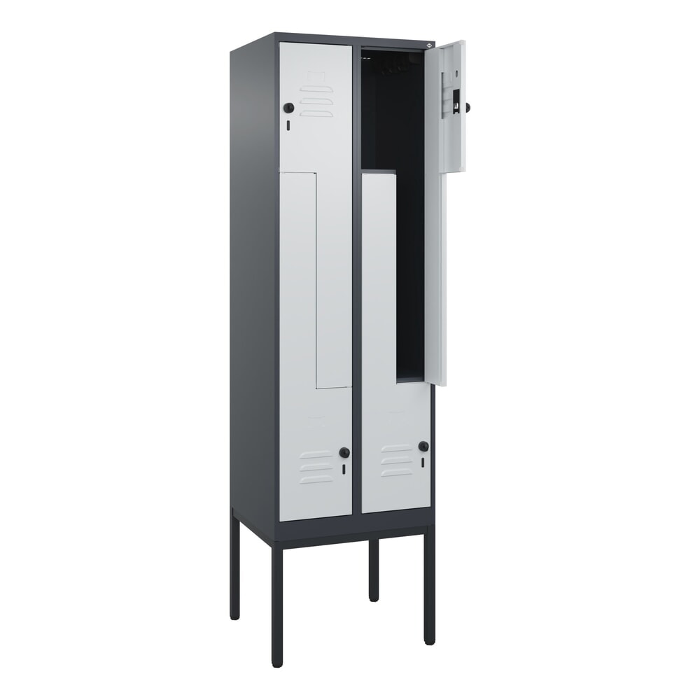 C+P Z-Spind Classic PLUS, Gestell, 4 Abteile, HxBxT 2.120 x 600 x 500 mm, anthrazitgrau, lichtgrau, für Vorhängeschloss