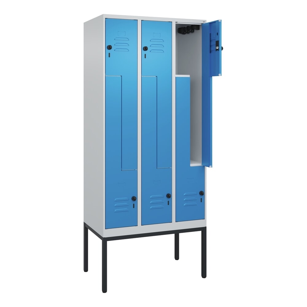 C+P Z-Spind Classic PLUS, Gestell, 6 Abteile, HxBxT 2.120 x 900 x 500 mm, lichtgrau, lichtblau, für Vorhängeschloss