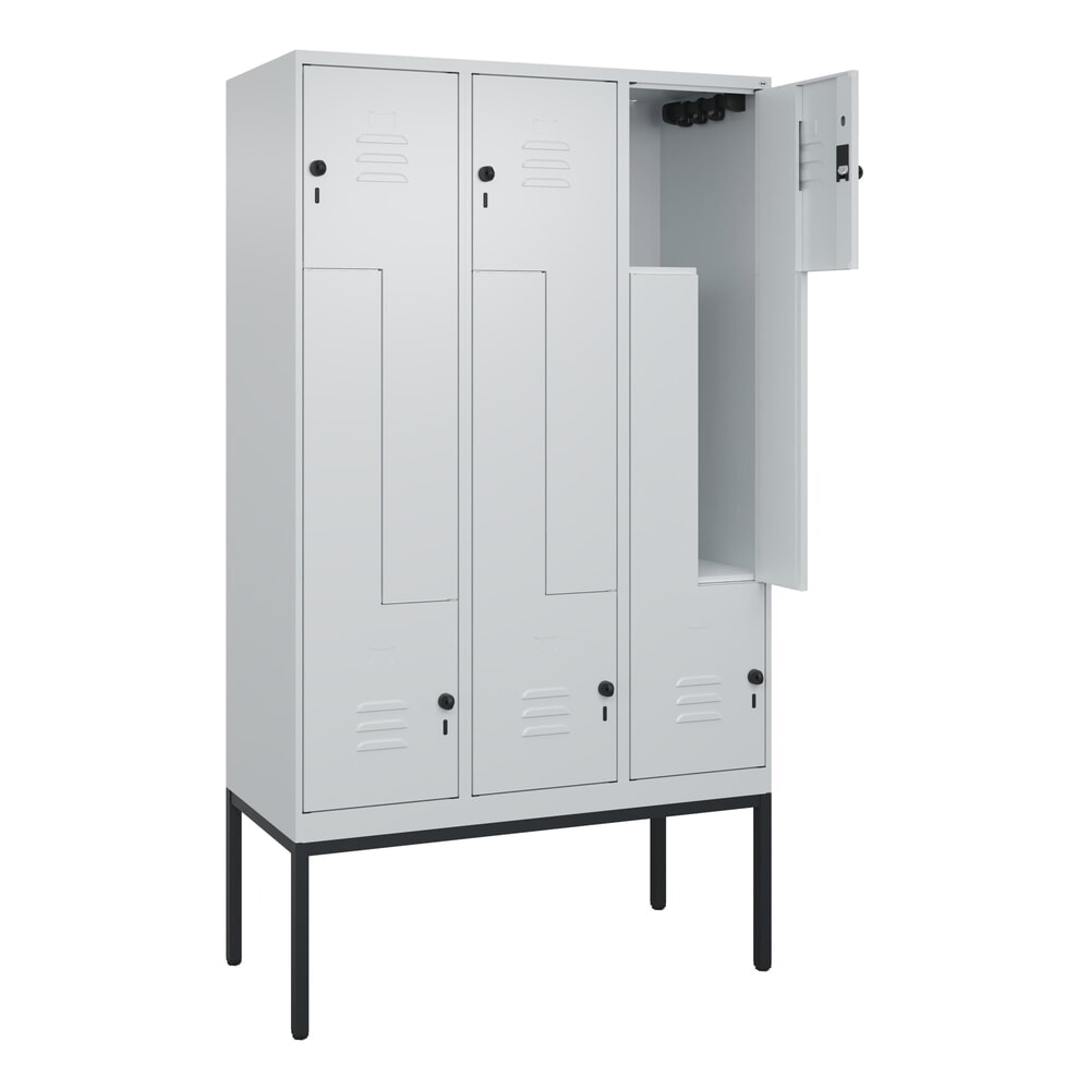 C+P Z-Spind Classic PLUS, Gestell, 6 Abteile, HxBxT 2.120 x 1.200 x 500 mm, lichtgrau, lichtgrau, für Vorhängeschloss