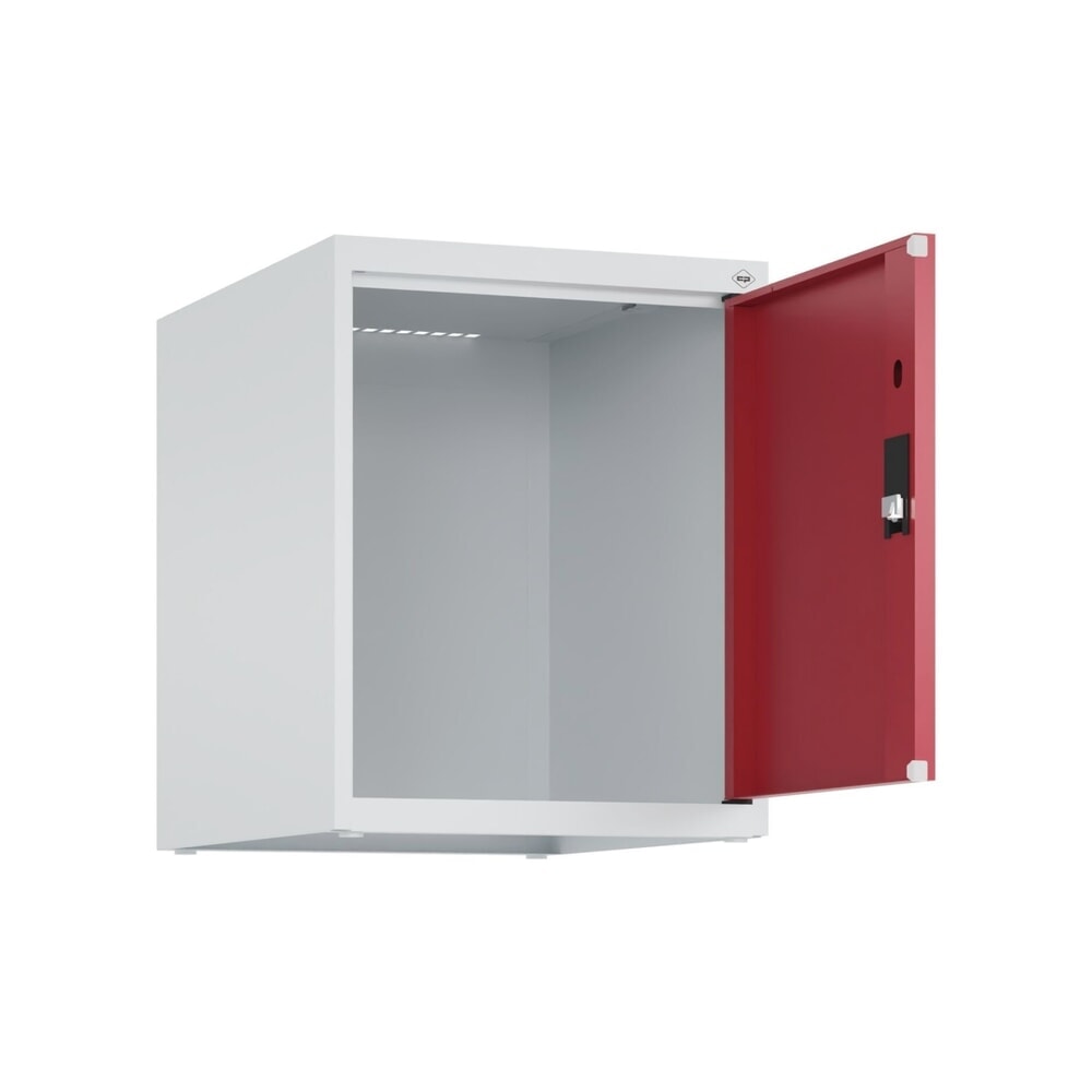 C+P Aufsatzschrank für Kleiderspind Serie Classic PLUS, 1 Abteil Breite 400 mm, lichtgrau, rubinrot, Zylinderschloss