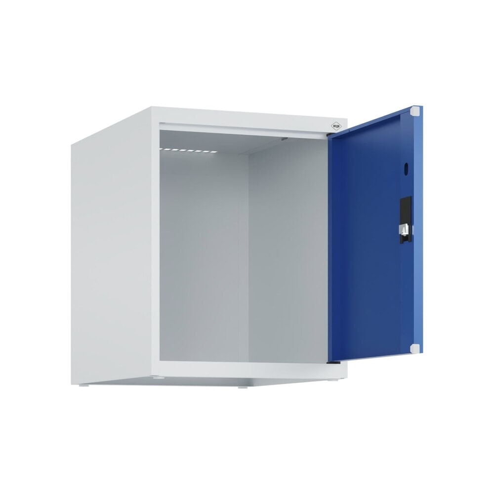 C+P Aufsatzschrank für Kleiderspind Serie Classic PLUS, 1 Abteil Breite 400 mm, lichtgrau, enzianblau, Zylinderschloss