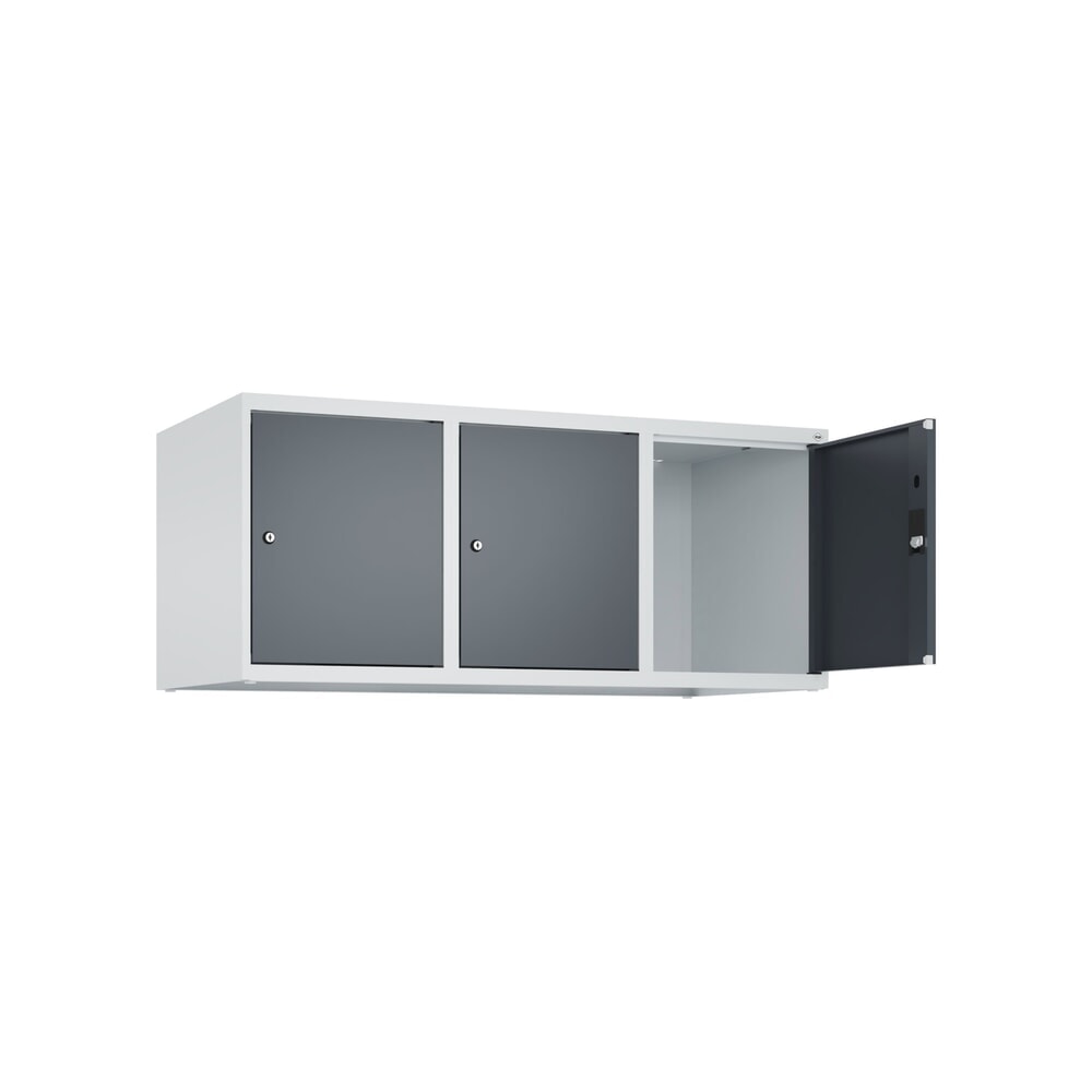 C+P Aufsatzschrank für Kleiderspind Serie Classic PLUS, 3 Abteile Breite 400 mm, lichtgrau, anthrazitgrau, Zylinderschloss