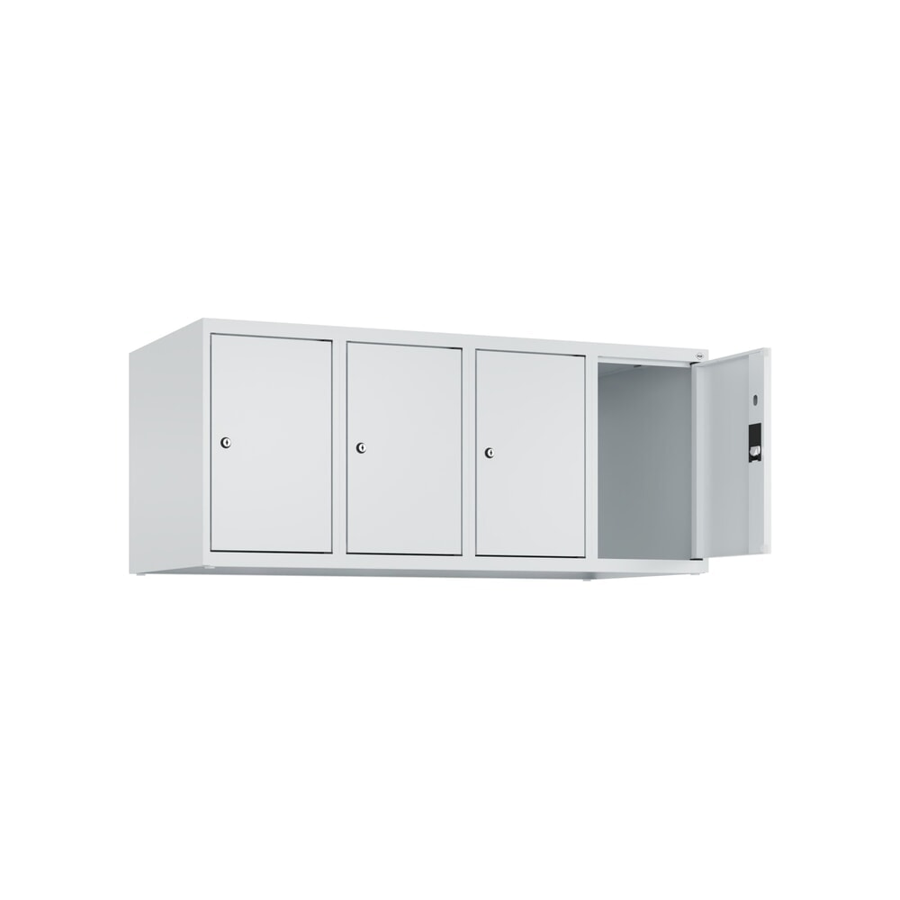 C+P Aufsatzschrank für Kleiderspind Serie Classic PLUS, 4 Abteile Breite 300 mm, lichtgrau, lichtgrau, Zylinderschloss