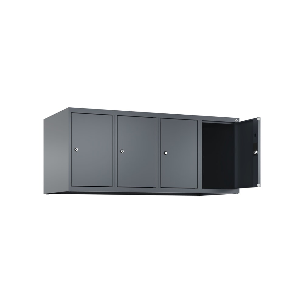 C+P Aufsatzschrank für Kleiderspind Serie Classic PLUS, 4 Abteile Breite 300 mm, anthrazitgrau, anthrazitgrau, Zylinderschloss