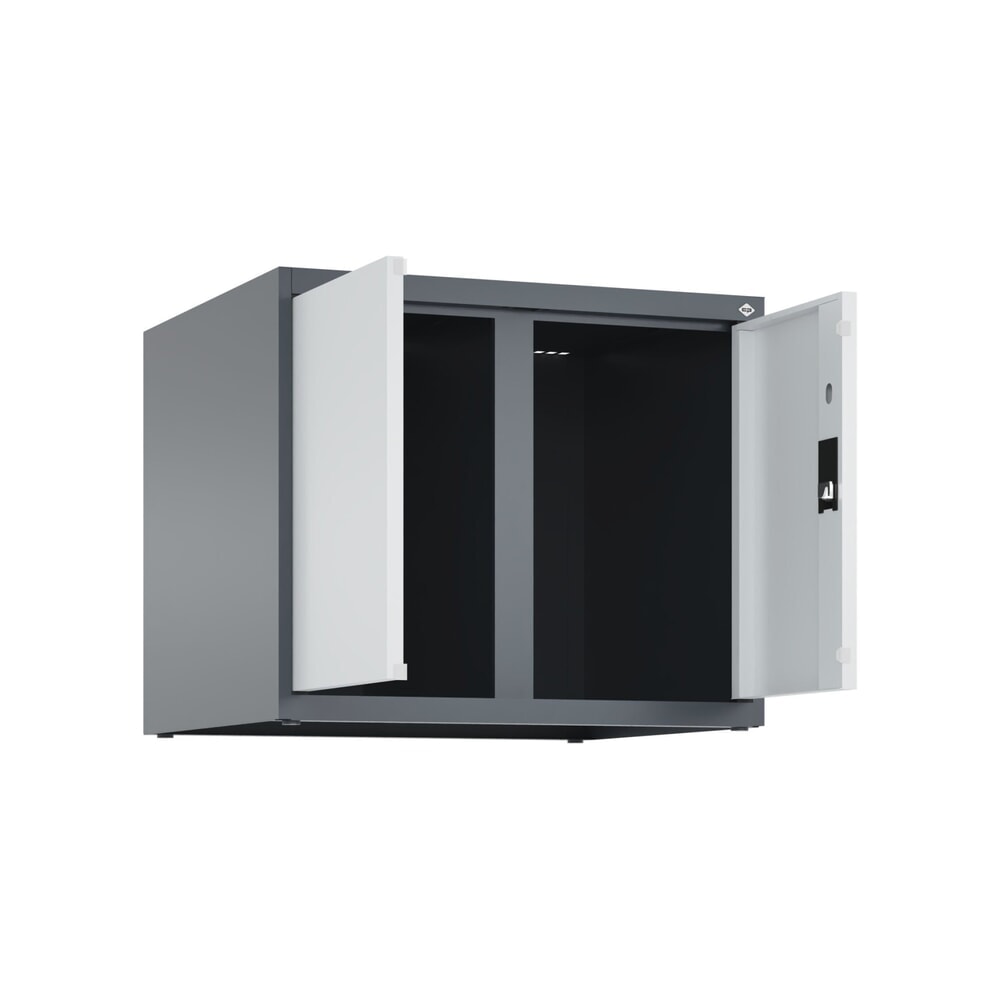 C+P Aufsatzschrank für Kleiderspind Serie Classic PLUS, 2 Abteile mit Trennwand, Breite 300 mm, anthrazitgrau, lichtgrau, Zylinderschloss