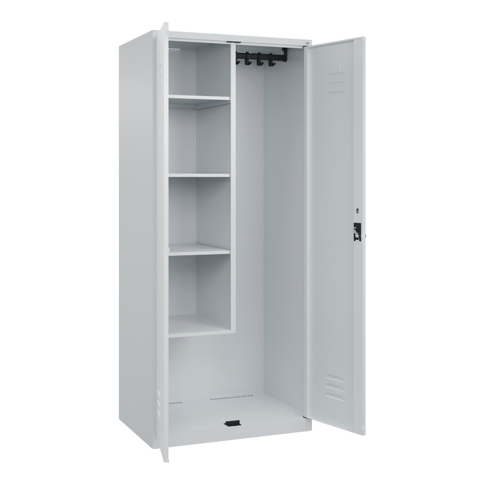 C+P Putzmittel-Spind Classic PLUS, 2 Abteile, HxBxT 1.850 x 800 x 500 mm, lichtgrau, lichtgrau, für Vorhängeschloss