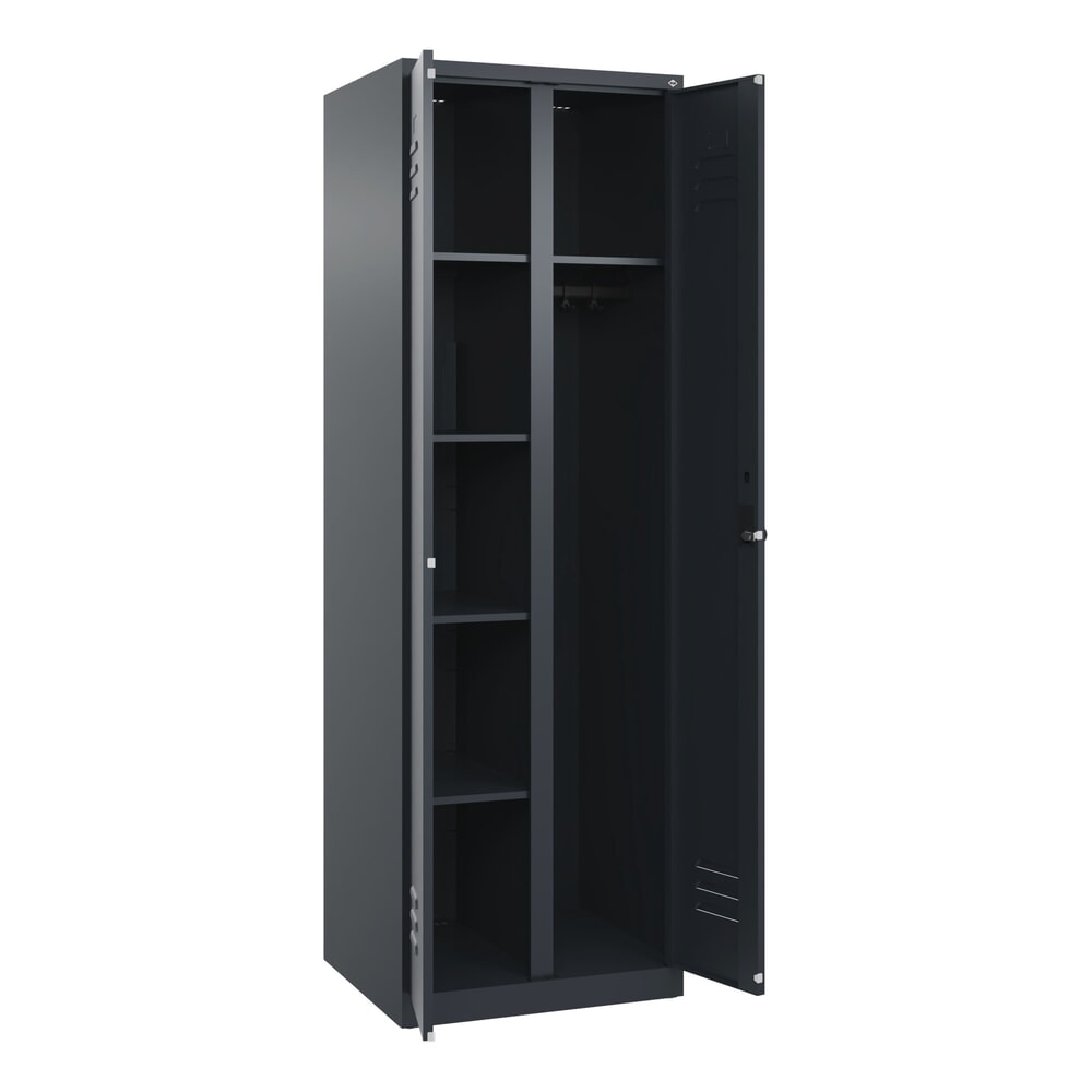 C+P Wäsche-, Garderobenspind Classic PLUS, 2 Abteile, HxBxT 1.850 x 600 x 500 mm, anthrazitgrau, anthrazitgrau, für Vorhängeschloss