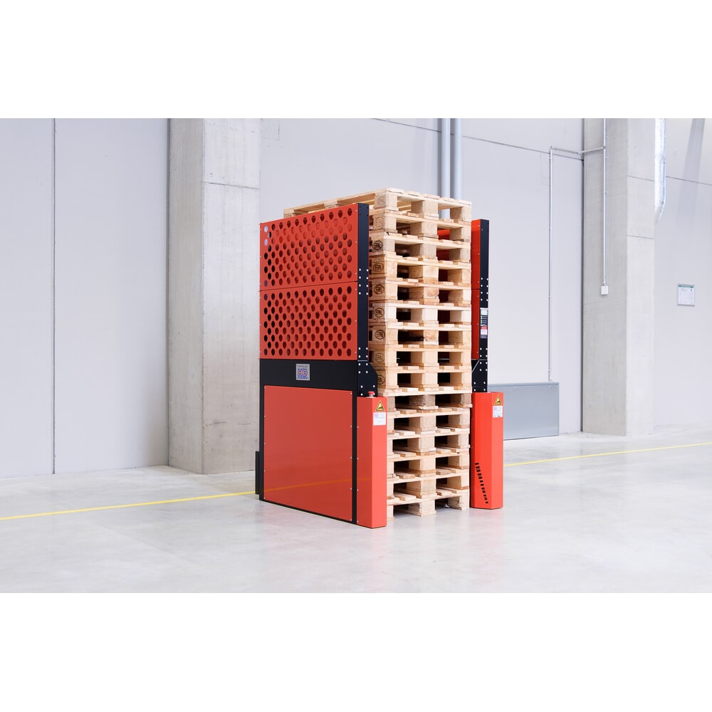 Hagenauer+Denk Palettenmagazin PalServer Universal, 15 Paletten, BxL 800 x 1200 mm, blutorange