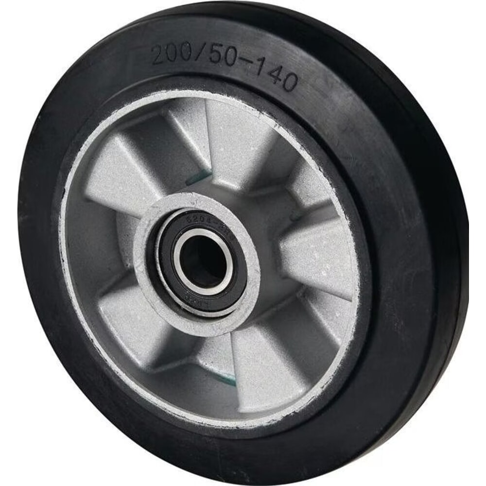 PFAFF Lenkrad, Rad-Ø 200 mm Alu-Guss-Felge, Vollgummi Naben-L. 55 mm Rad-B. 50 mm, f.Gabelhubwagen PFAFF b.Baujahr 10/2014