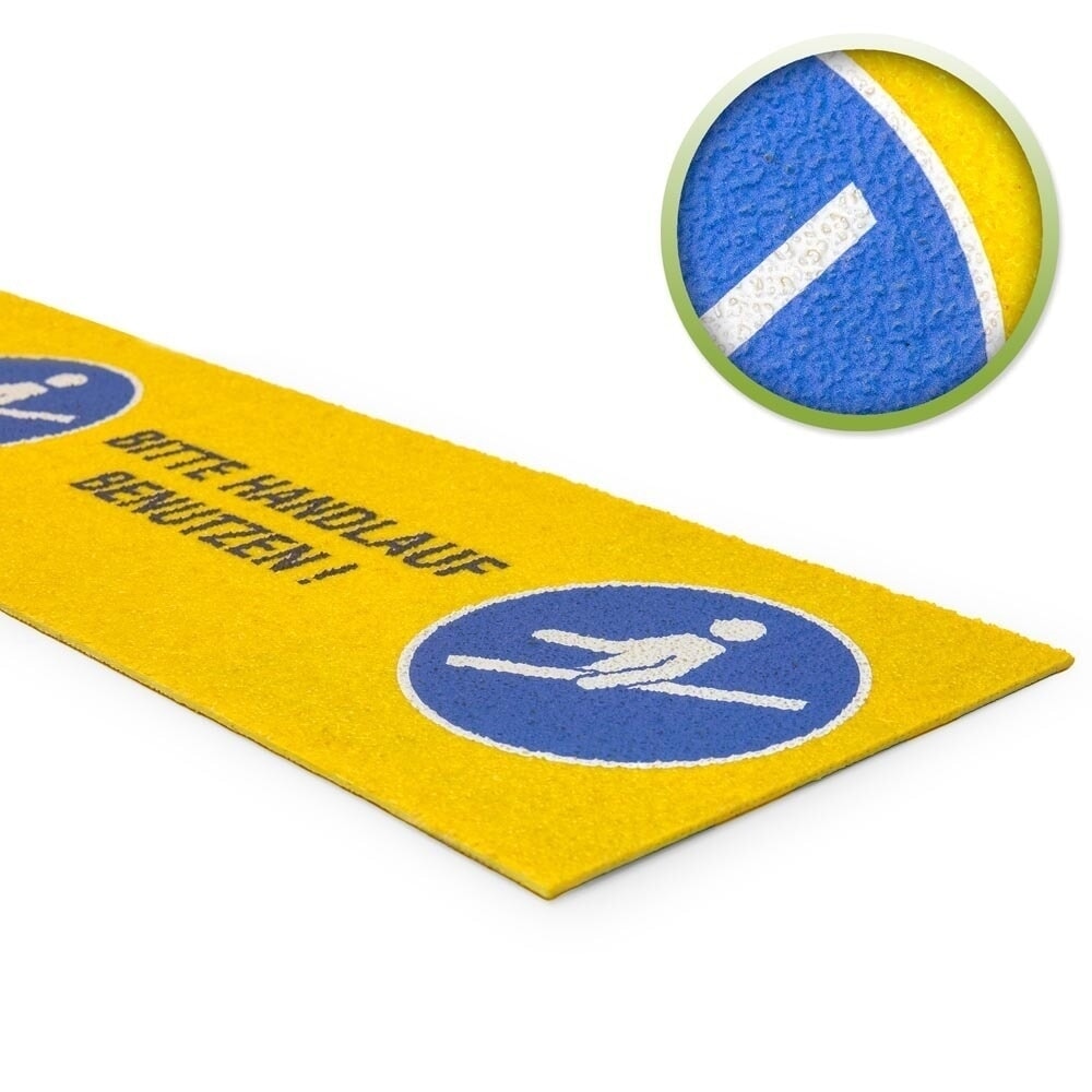 Mehlhose Antirutschplatte GFK Medium mit Text, gelb, HxBxL 4 x 230 x 600 mm