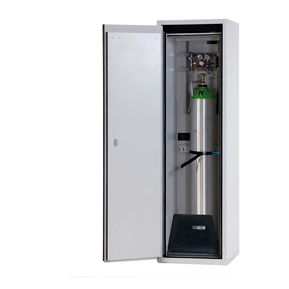 asecos® Gasflaschenschrank G-ULTIMATE-90 WD, mit Flaschenhalter, HxBxT 2.050 x 598 x 615 mm, für 1 x 50 Liter Flaschen