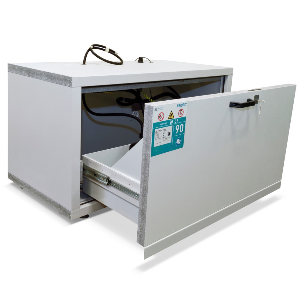PRIORIT Untertisch-Brandschutzschrank, Feuerwiderstand 90 Min., HxBxT 630 x 592 x 570 mm, 1 Vollauszug