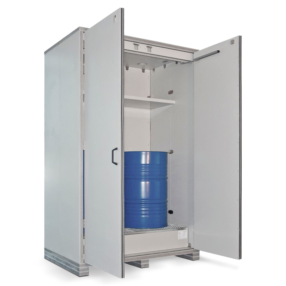 PRIORIT Umweltschrank FBX90, für 2 x 200 Liter Fässer, HxBxT 2.622 x 1.500 x 1.000 mm
