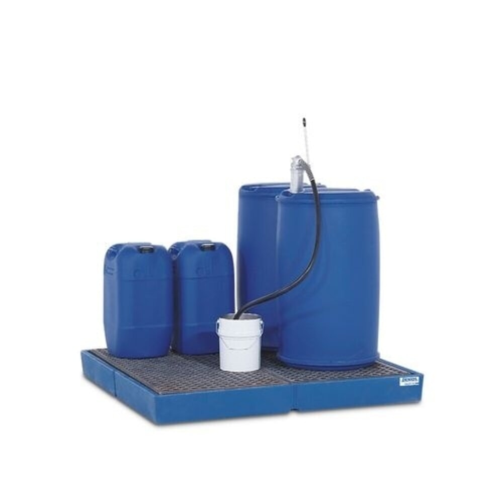 Denios Boden-Auffangwanne classic-line aus PE Einzelelement, mit PE-Gitterrost, HxBxT 150 x 1500 x 1500 mm