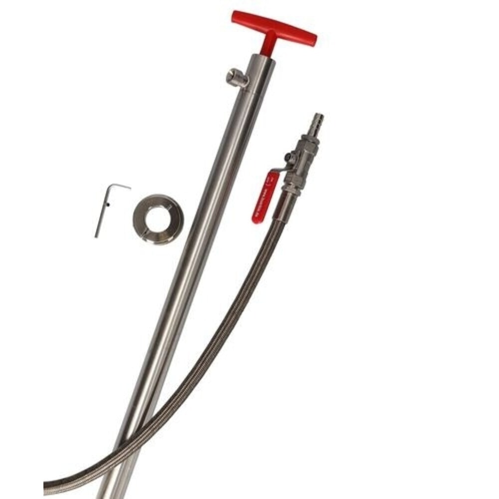 Denios Fasspumpe, Edelstahl, elektrisch leitfähiger PTFE-Schlauch, 910 mm Tauchtiefe