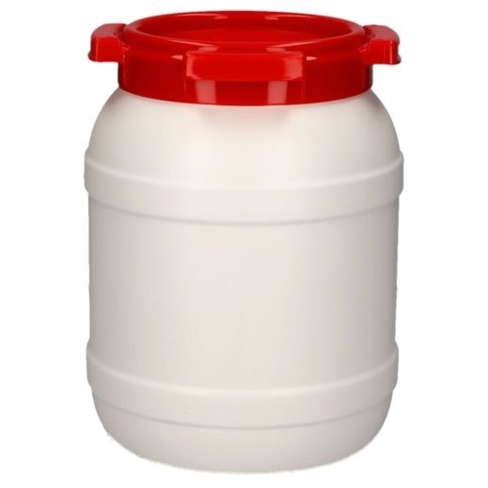 Denios Weithals-Fass aus Polyethylen (PE), weiss-rot WH 6, 6,4 l Volumen