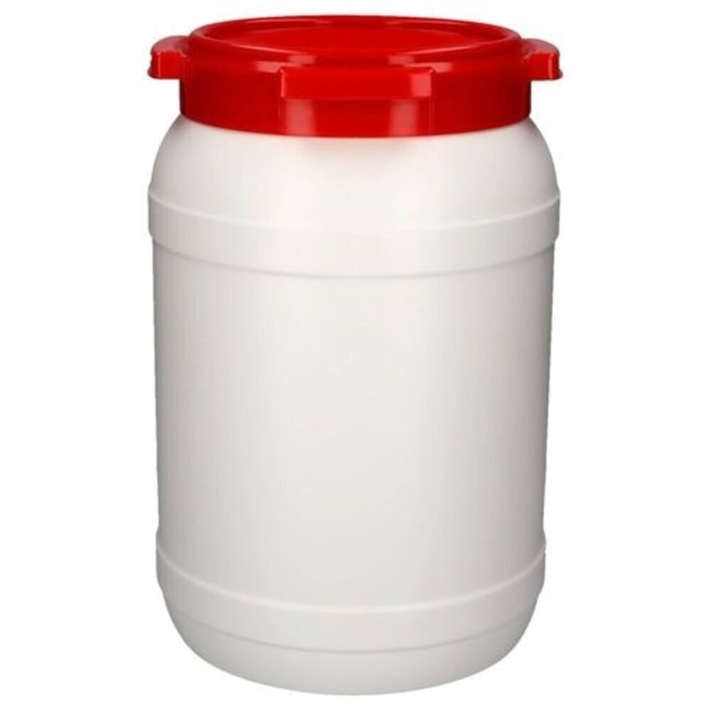 Denios Weithals-Fass aus Polyethylen (PE), weiss-rot WH 20, 20 l Volumen