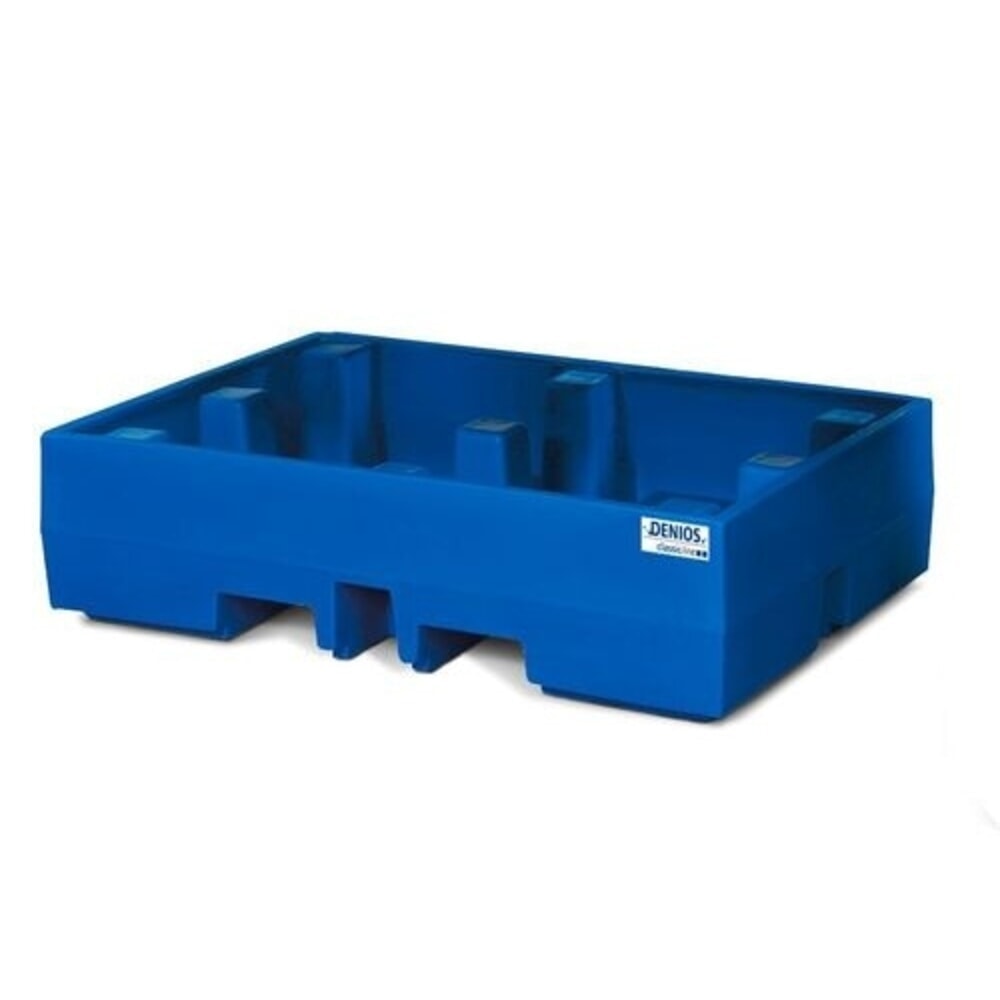 Denios Auffangwanne classic-line aus PE für 2 Fässer, ohne Gitterrost, Auffangvolumen 270 l, HxBxT 350 x 900 x 1300 mm