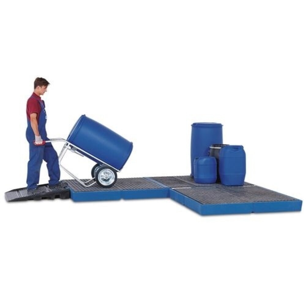 Denios Boden-Auffangwanne classic-line aus PE Einzelelement, mit PE-Gitterrost, HxBxT 150 x 790 x 1500 mm