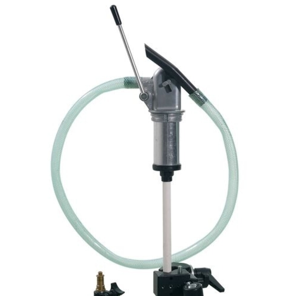 Denios Fasspumpe aus Zink-Druckguss, mit PVC-Schlauch und Auslaufkrümmer, 700 mm Tauchtiefe