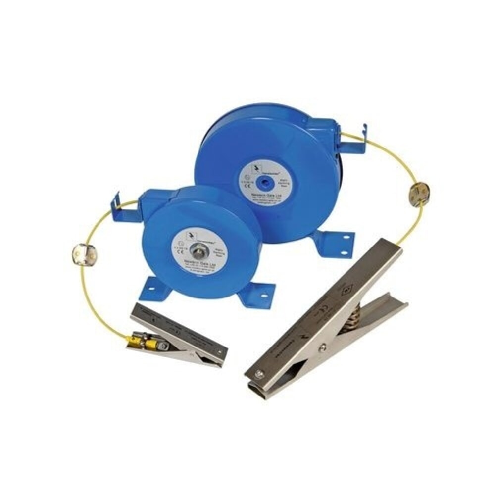 Denios Entladungsrolle mit Edelstahl-Erdungszange Medium Duty 120 mm, 6,2 m, ATEX