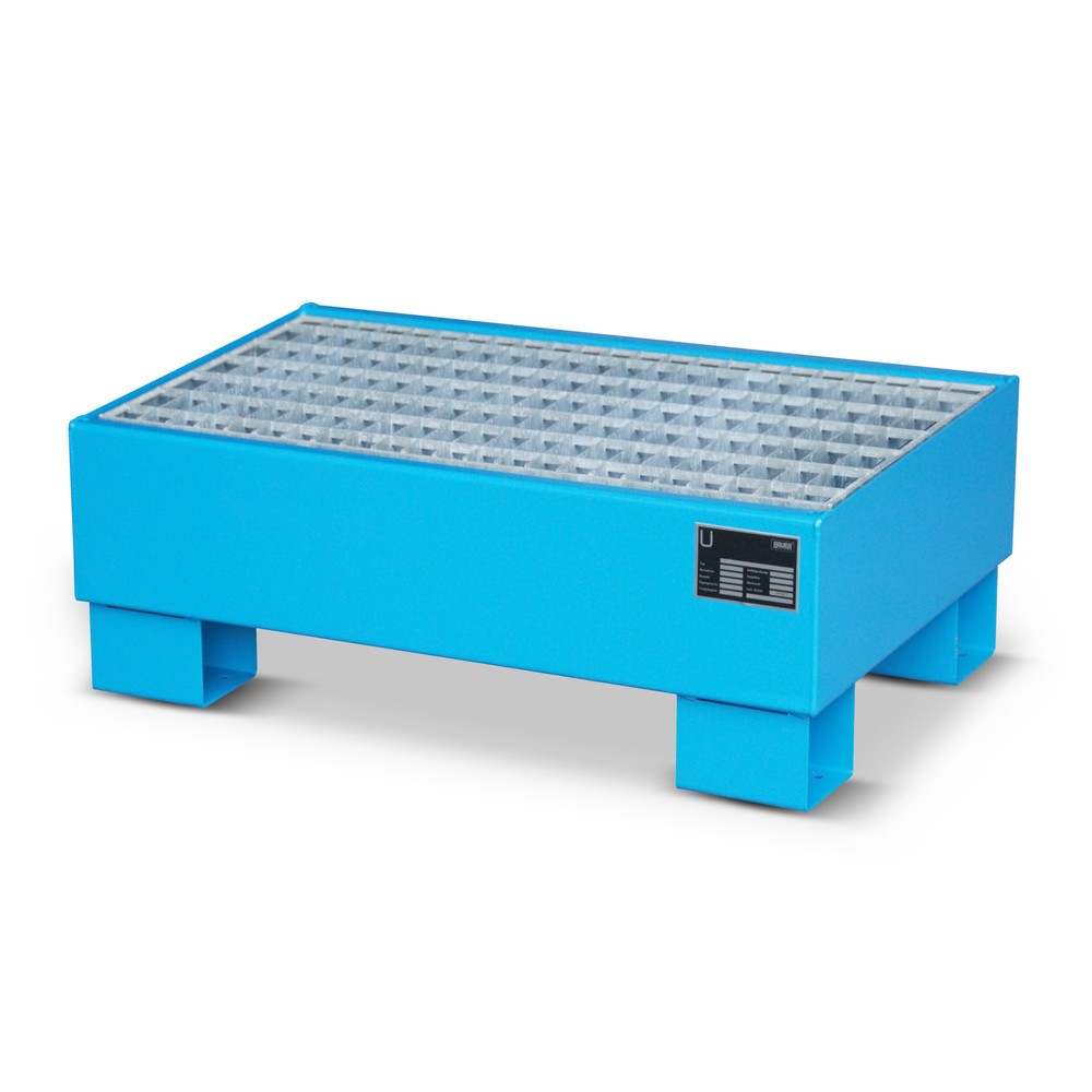 Bauer® Auffangwanne aus Stahl, für 2x 60-Liter-Fass, Auffangvolumen 61 l, inkl. Gitterrost, lichtblau
