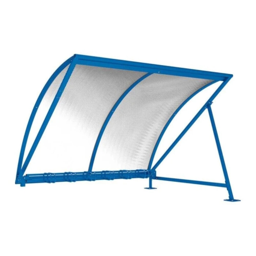 PROCITY® Halbmond-Überdachung, Anbaueinheit, mit getönten Verkleidungen, Fahrradständer 6 Plätze, blau