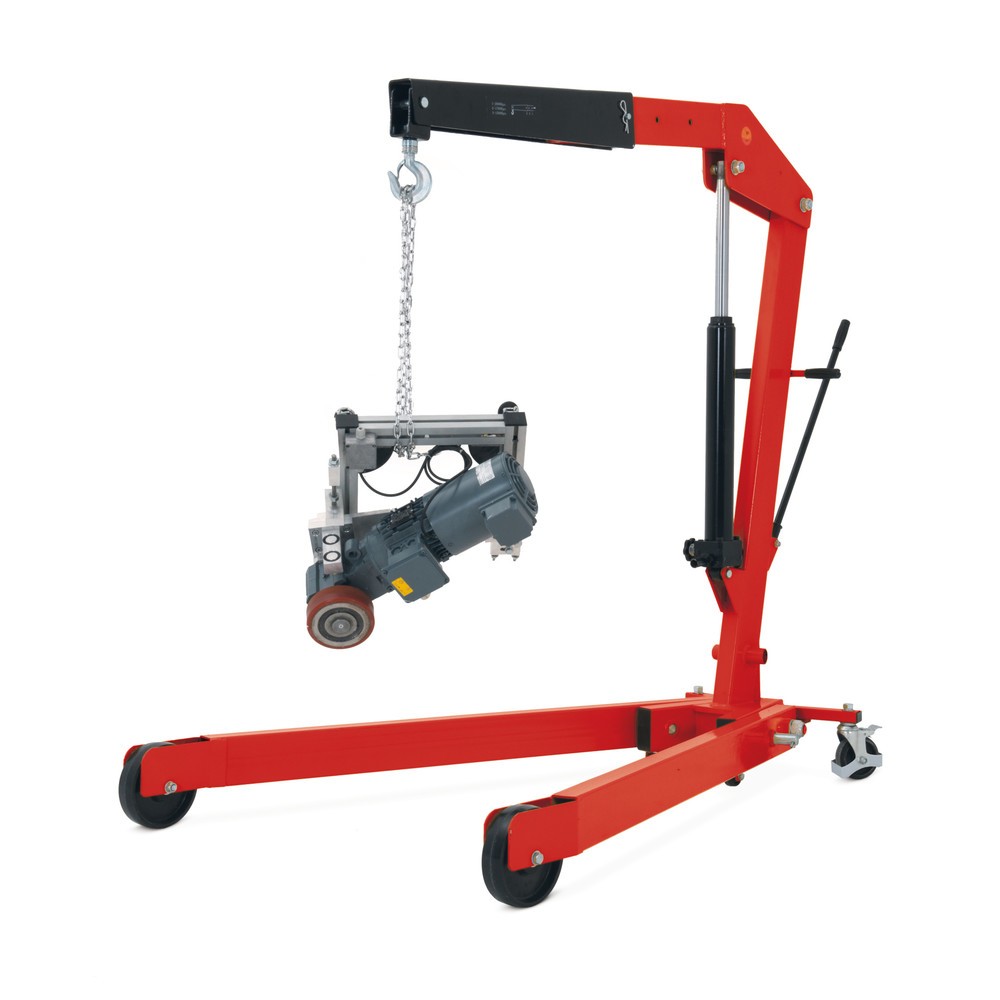 C-Ware Werkstattkran mit gespreiztem Fahrgestell und Schnellhub, klappbar, TK 1.500-2.000 kg, RAL 3020 verkehrsrot