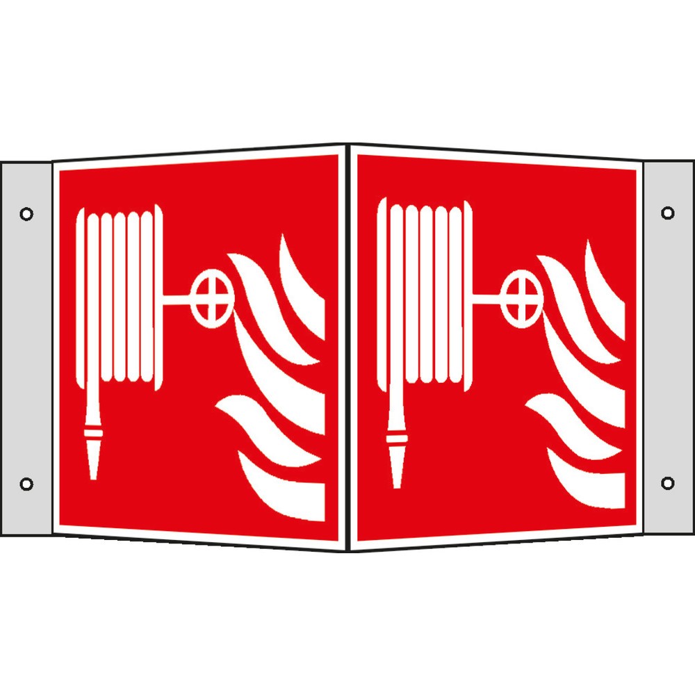 SafetyMarking® Löschschlauch mit Flammen, Winkel, HxB 200 x 200 mm, Alu HI
