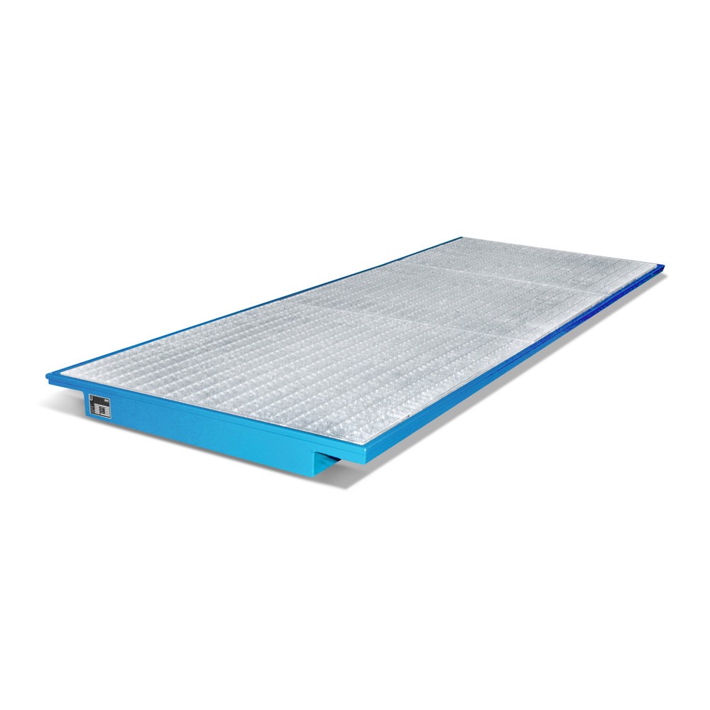 Bauer® Einhänge-Auffangwanne aus Stahl, inkl. Gitterrost, für Trägerlänge 3.600 mm, lackiert, lichtblau