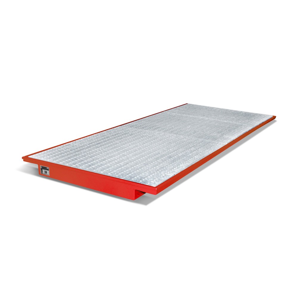 Bauer® Einhänge-Auffangwanne aus Stahl, inkl. Gitterrost, für Trägerlänge 3.300 mm, lackiert, feuerrot