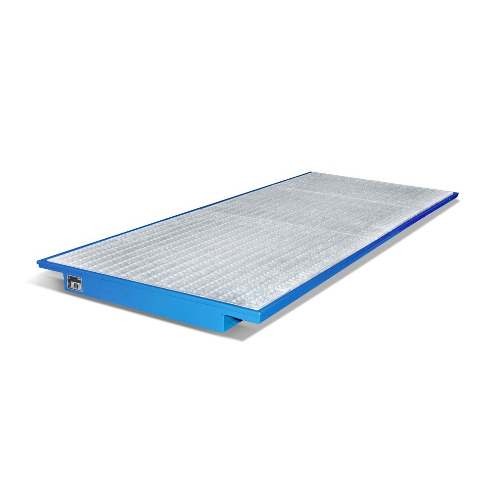 Bauer® Einhänge-Auffangwanne aus Stahl, inkl. Gitterrost, für Trägerlänge 3.300 mm, lackiert, lichtblau
