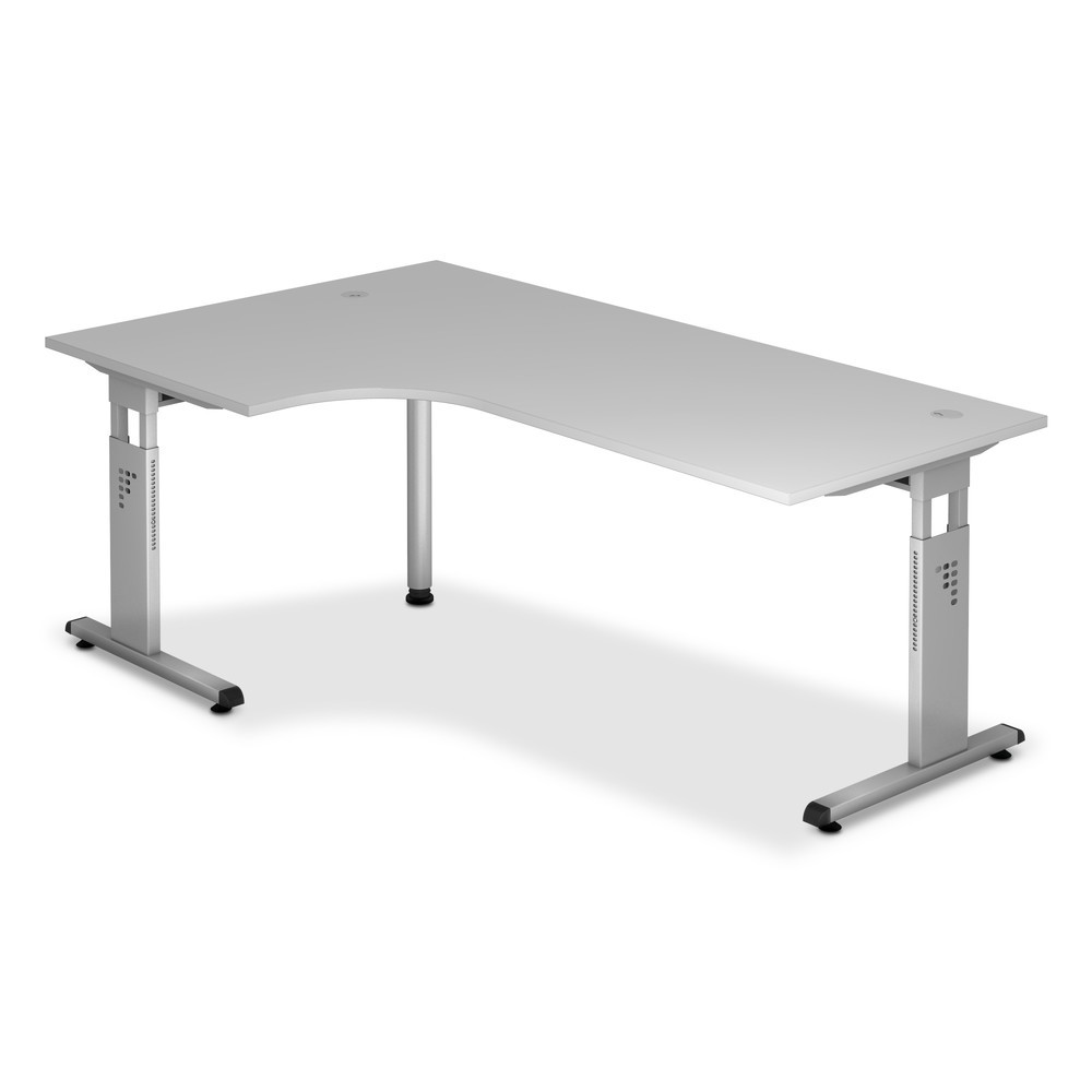 Schreibtisch Solid, Winkelform 90 °, C-Fuß-Gestell, BxT 2.000 x 1.200 mm, grau