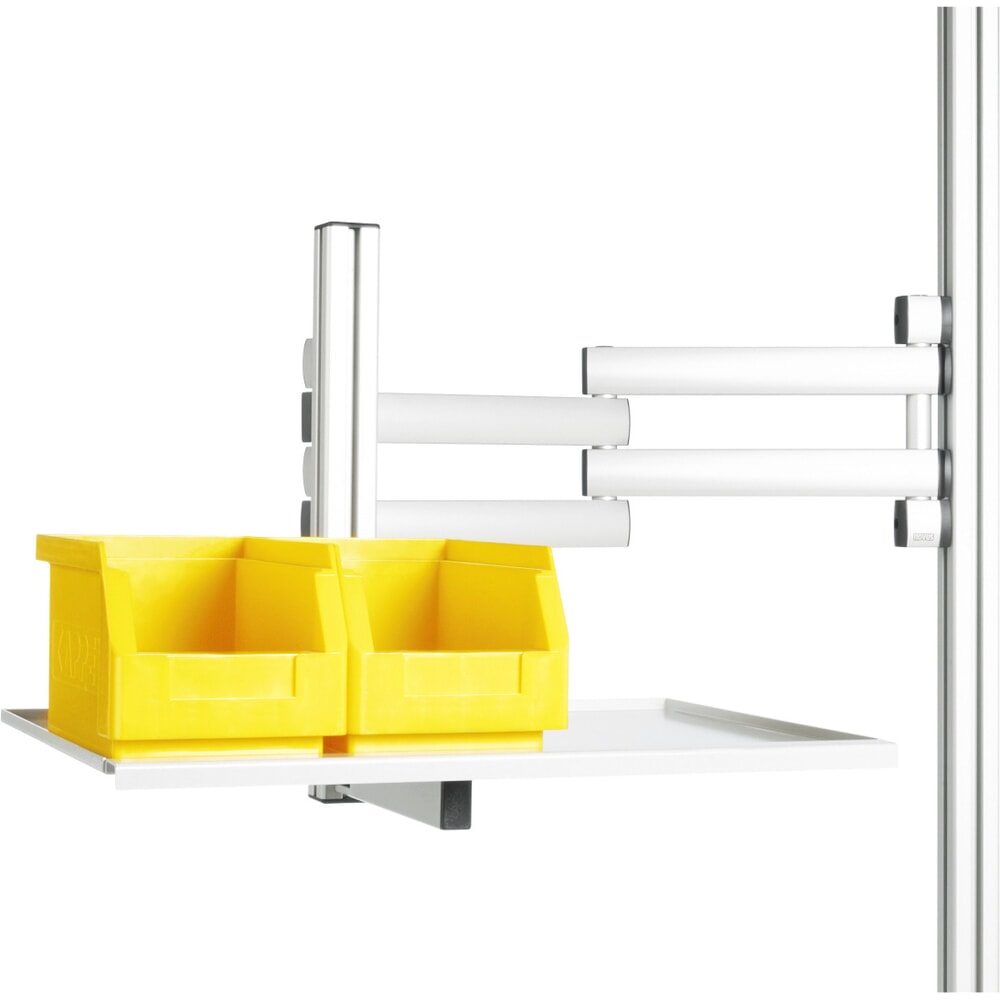 Schwenkarm für RAU Packtisch, mit 3 Gelenken, inklusive Tablar, Reichweite 540 mm