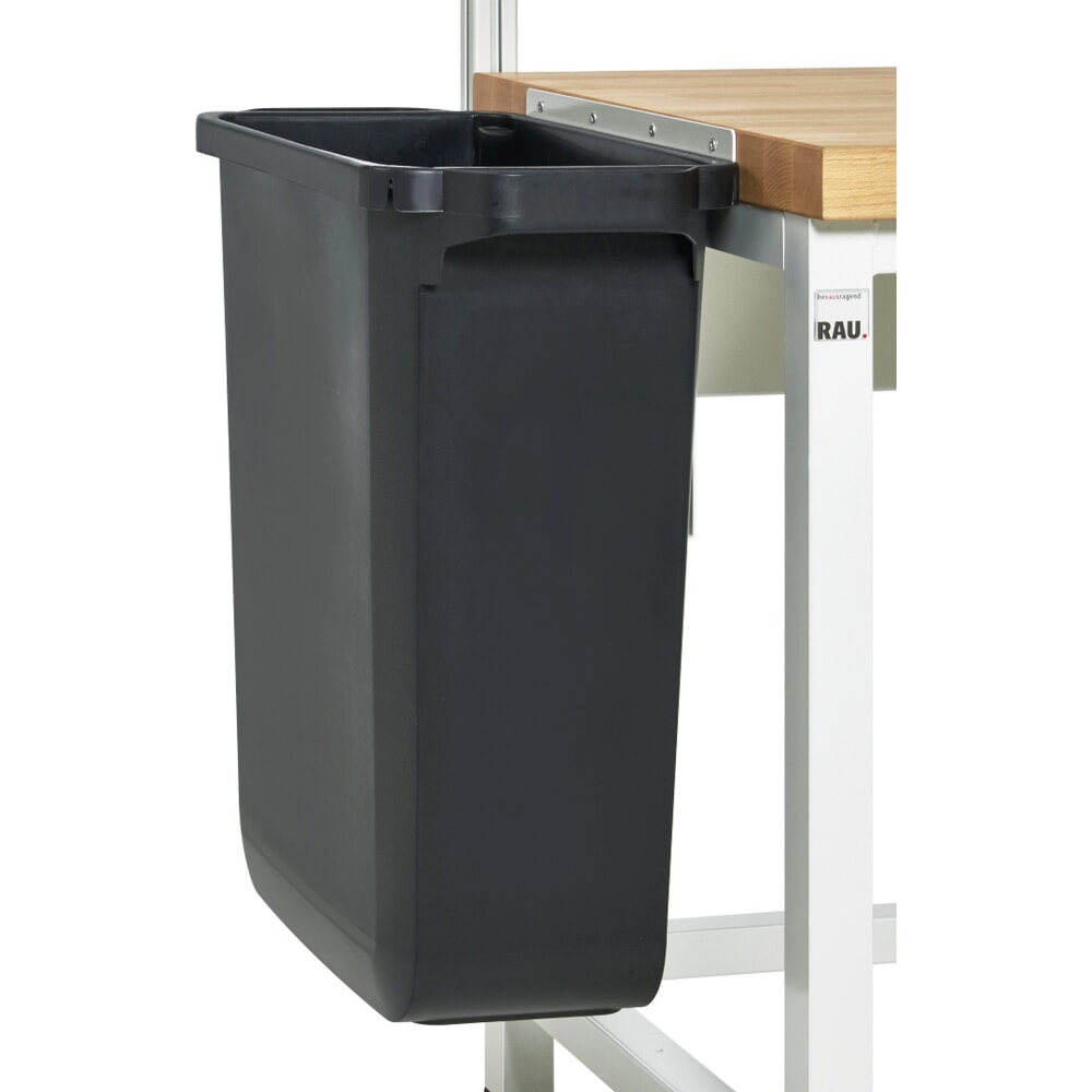 Mülleimer für RAU Packtisch, zur Plattenmontage, Volumen 60 l, schwarz