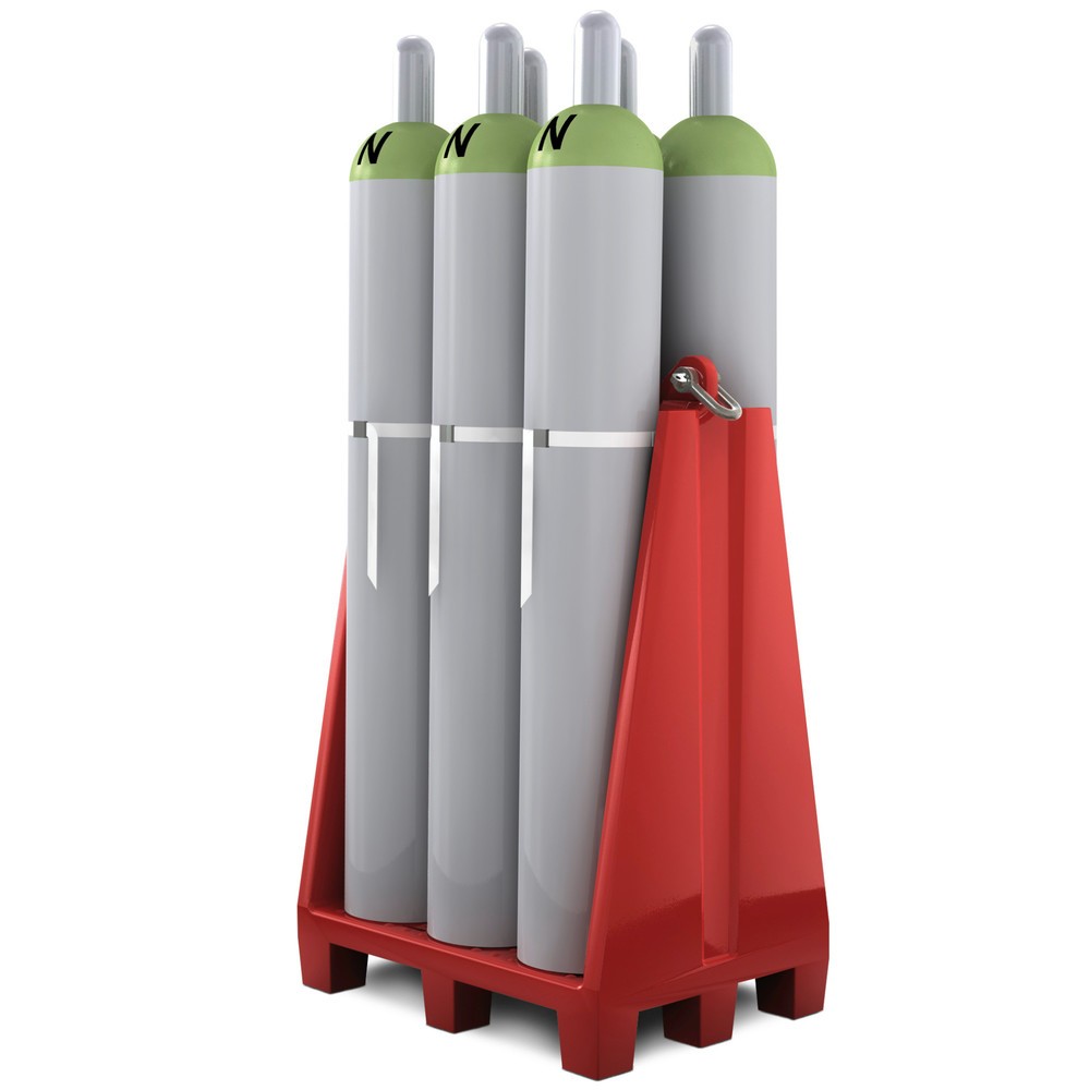 Denios Gasflaschenpalette aus PE, für bis zu 6 Gasflaschen à max. Ø 230 mm