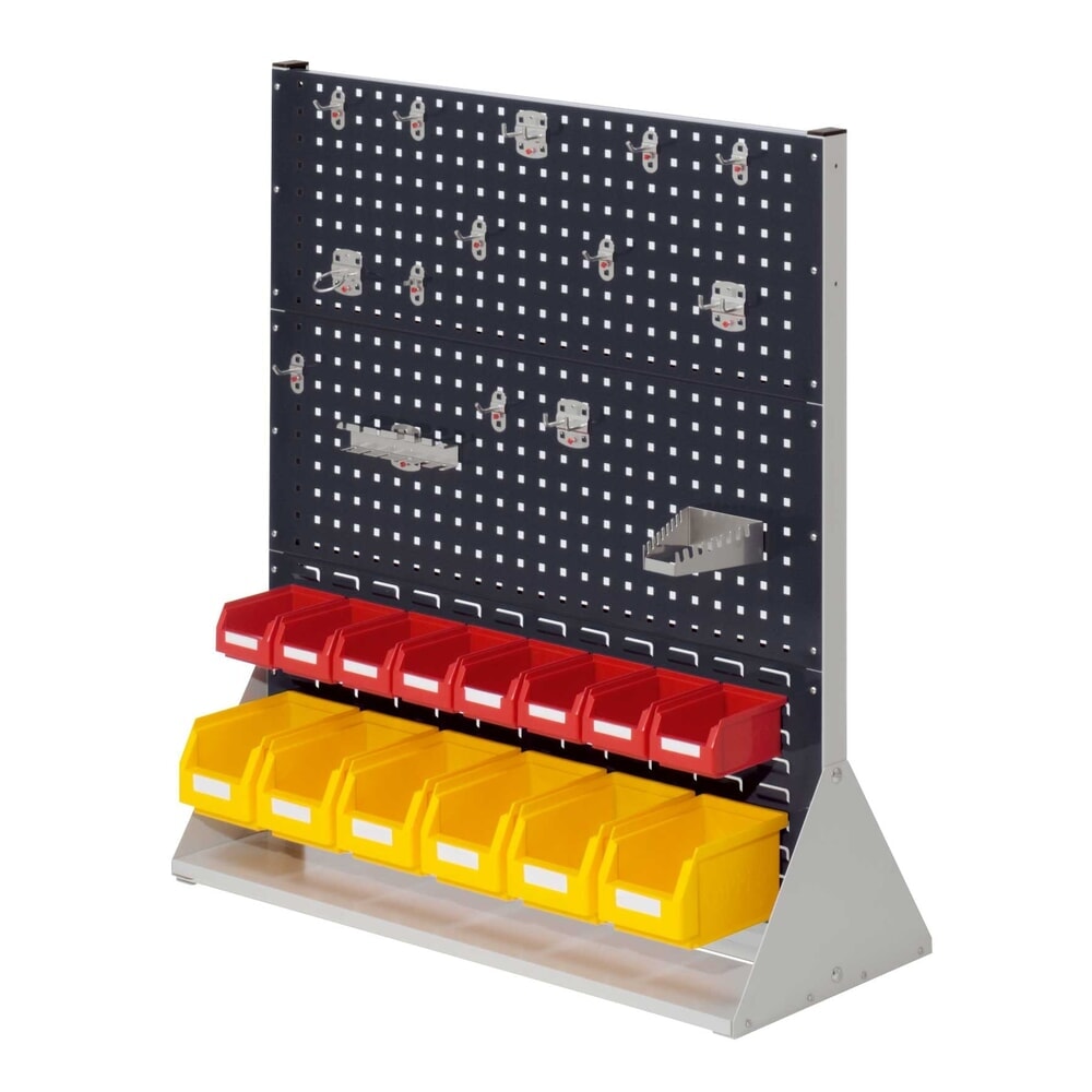 Kappes RasterPlan Lochplatten-Wand, doppelseitig, Werkzeughaltersortiment 15-teilig, HxBxT 1100 x 1000 x 430 mm, lichtgrau/anthrazitgrau