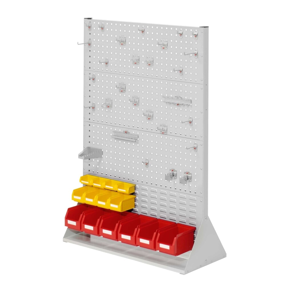 Kappes RasterPlan Lochplatten-Wand, doppelseitig, Werkzeughaltersortiment 28-teilig, HxBxT 1450 x 1000 x 430 mm, lichtgrau