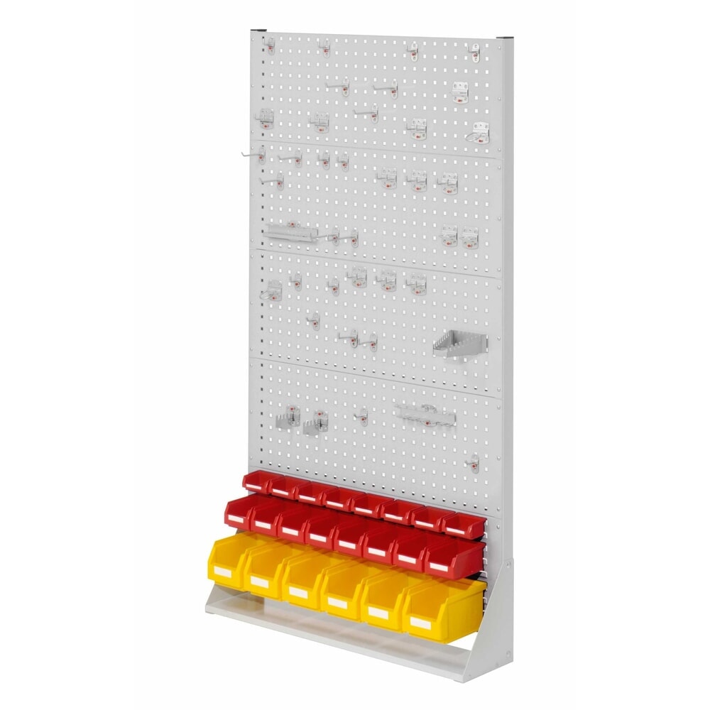 Kappes RasterPlan Lochplatten-Wand, einseitig, Werkezughaltersortiment 40-teilig, HxBxT 1790 x 1000 x 240 mm, lichtgrau