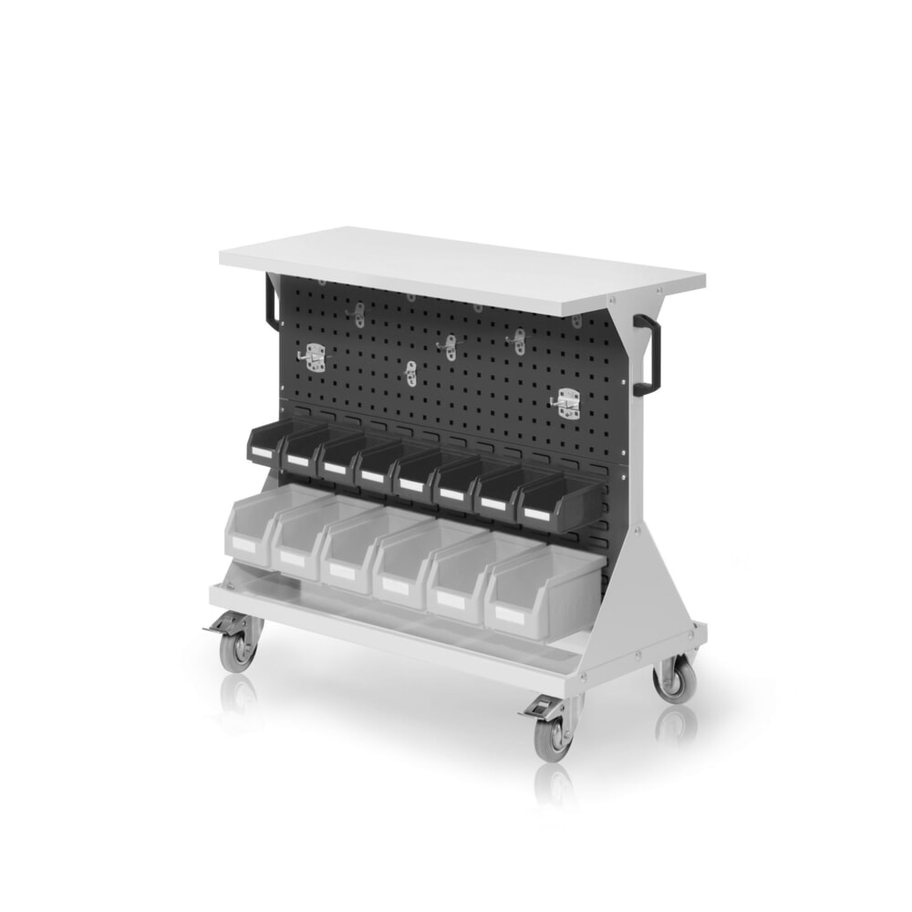 Kappes Rastermobil-Rollwagen, HxBxT 930 mm x 1000 mm x 500 mm, mit Ablageboden, lichtgrau/enzianblau
