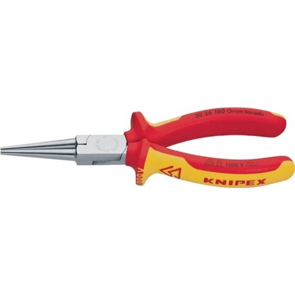Langbeckzange Gesamt-L.160mm Form 3 Kopf verchr.lang, rd.VDE 2K-Hülle KNIPEX